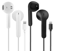 2 Pack iPhone Earbuds with Cable, APPLE MFi Certified In Ear Lightning Earphones Compatible with iPhone 14/13/12/11/8/7/X/Pro/Pro Max iPad (White and Black)