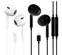2 Pack iPhone Wired Earbuds Earphones, APPLE MFi Certified In Ear Lightning Headphones Compatible with iPhone 14/13/12/11/8/7/X/Pro/Pro Max iPad (Black&White)