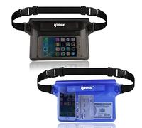 [2 Pack] Ipow Waterproof Pouch Bag Case Waist Strap for Beach, Swim, Boating, Kayaking, Hiking, Etc - Protect iPhone, Cellphone, Camera, Cash, Passport, Document from Water, Sand, Snow, Dust and Dirt