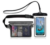 2 Pack IPX8 Universal Waterproof Phone Pouch with Adjustable Waist Strap, Screen Touchable Dry Bag for Swimming, Boating, Beach and Fishing