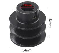 2-Pack Iron A-Type V-Belt Pulley with Double Groove for 168F, 170F, GX110, GX120, GX160 & GX200 Engines - 54x52x20mm / 54x52x19mm, Black(20mm)