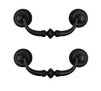 2 Pack Iron Black Vintage Cabinet Handle, 125mm Drawer Pull Handle Swing Rings Vintage Antique Cupboard Cabinet Knobs Universal Copper Brass Handles