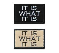 2 Pack It is What It is Embroidered Hook and Loop Fastener Tactical Military Funny Patch for Backpack Cap Bag Vest Armband Dog Harness-Black &Coyote