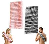 2 Pack Japanese Exfoliating Shower Towel, 100x25cm Extra Long Back Scrubber Washcloth for Men & Women, Quick-Dry Net Body Exfoliator for Dead Skin Removal and Deep Cleaning