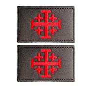 2 Pack Jerusalem Cross Crusader Jihad Patch Hook and Loop Time for Another Crusade Tactical Military Morale Patches Embroidered Badge Meme for Army Backpack Bag Vest Gym Clothes Believers