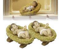 2 Pack Jesus Figure Manger, Babys Jesus In A Manger Nativity Figurine, Jesusmanger Straw Bed Sculpture Ornaments, Christmas Crib Nativity Scene Resin Figures, Christian Jesusstatue Home Décor