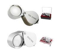 2 Pack Jewellers Loupe, Folding Magnifying Glass with 10X and 30X Magnification, Portable Loupe Magnifier for Jewelry Appreciation, Rock Exploration, Coin Collection, Precision Watch Repair