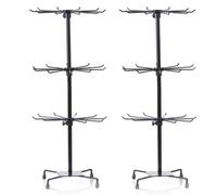 2 Pack Jewelry Spinner Display Stand,Heavy Duty Metal Countertop Medium Adjustable 3 Tier Hanging Jewelry Rotating Organizer Rack Tower for Necklace Bracelet Earring Ring Holder,Craft Shows,Black