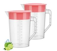 2 Pack Juice Jug with Lid,2L Water Jug iced Tea Pitcher | Beverage Juice Container Fridge Jugs for Milk Juice Iced Tea Lemonade Fridge Drink Container (Pink Lid)