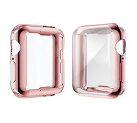 [2-Pack] JULK 40mm Case for Apple Watch New SE 3 (2025) / Series SE / 6/5 / 4 Screen Protector, Overall Protective Soft Case TPU HD Ultra-Thin Cover for iWatch, 1 Rose Pink + 1 Transparent