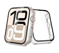 [2-Pack] Julk 40mm Starlight Cover with Screen Protector for New 2025 Apple Watch SE 3, 9H Tempered Glass with Slim Hard Protective Case for iWatch Series SE/6/5/4 40mm (1 Starlight + 1 Transparent)