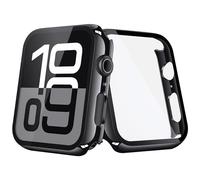 [2-Pack] Julk 44mm Jet Black Cover with Screen Protector for New 2025 Apple Watch SE 3, 9H Tempered Glass with Slim Hard Protective Case for iWatch Series SE/6/5/4 44mm (2 Jet Black)