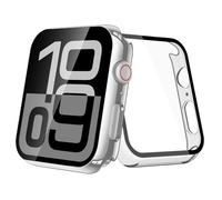 [2-Pack] Julk 44mm Silver Cover with Screen Protector for New 2025 Apple Watch SE 3, 9H Tempered Glass with Slim Hard Protective Case for iWatch Series SE/6/5/4 44mm (1 Silver + 1 Transparent)