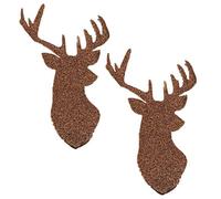 2 Pack Jumbo Christmas Deer Head Iron on Patches Sew on Embroidered Patch Sequin Appliques for DIY Motif Family Chritmas Tops Home Decor (Chocolate)