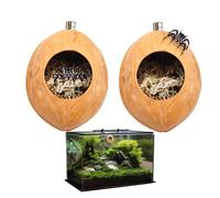 2 Pack Jumping Spider Enclosure Accessories with Walnut Shell Moss and Magnet, Natural Material Jumping Spider Hide, Hideout for Spider with Moss Inside