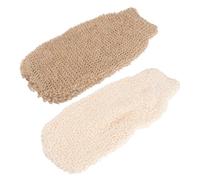 2 Pack Jute Exfoliating Bath Gloves for Shower and Body Scrubbing | Reusable Woven Pair, Skin Friendly Texture, Strong Cleaning Action, Removes Dead Cells, Brown Finish