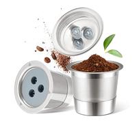 2 Pack K Cups Reusable Coffee Pods for Ninja Dual Brew Coffee Maker Stainless Steel cup Body+Plastic Cup Lid Permanent K Cups Filters Compatible with Ninja CFP201 CFP301 Dual Brew Pro Machine