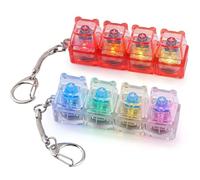 2 Pack Keyboard Clicker Fidget Toy, Light Up Keyboard Fidget Keychain with LED Light for Adults,Cute Bear Shape 4-in-1 Button Clicker Mechanical Key Board Fidget Toys for Stress Relief (Red & White)