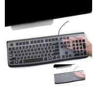 2 Pack Keyboard Cover for Logitech K120 & MK120 Ergonomic Desktop USB Keyboard, Logitech K120 & MK120 US Layout Waterproof Anti-Dust Keyboard Skin-Black+Clear