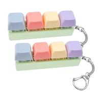 2 Pack Keyboard Fidget Toy, Clicker Button Fidget Keychain, Tactile Clicky Stress Relief Toy for Adults, Portable Desk Toy for Work Office (A)