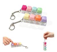 2 Pack Keyboard Fidget Toy Keychain, 4-in-1 Keyboard Clicker Fidget Toys,Mechanical Keyboard Finger Clicker with Removable Keycaps, Stress Relief Fidget Keychain,Gifts to Relief Stress