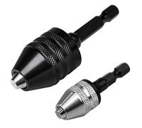 2 Pack Keyless Drill Chuck Adapters, 1/4 in Hex Shank, 0.3-8mm