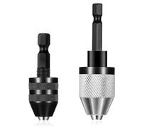 2 Pack Keyless Drill Chuck for Impact Driver, 1/4 Inch Hex Shank Drill Chuck Fast Change Converter Extension Drills Bit Adapter Keyless Chucks, Chucks Conversion Adapter in 0.3-3.6mm, 0.3-6.5mm