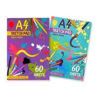2 Pack Kids A4 Sketch Pads - 60 Sheets Each, 80 GSM White Drawing Paper for Children - Perfect Art Book for Painting, Colouring, Sketching & Drawing - Ideal for School & Home Use