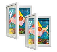 2 Pack Kids Art Frame, Kids Artwork Frames Changeable 8 x10.5 with Mat and 9 x12 Without Mat, White Front Opening Children Picture Storage Frame for Wall Holds 50Pcs Crafts, Drawing, Art Projects