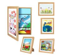 [2-Pack]Kids Art Frames,10x12.5 Front Opening Kids Artwork Frames Changeable, Display 8.5x11 or 9x12 With Mat,Holds 50 Pcs,for 3D Picture,A4 Artwork,Crafts,Childrens Drawing,Art Projects Storage-Wood