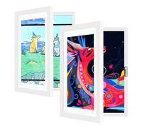 2 Pack Kids Art Frames Front Opening A4, Childrens Artwork Display Storage Frame Changeable, Child Multiple Picture Frame Drawing Hanging Art, Hold 150 PCS, White