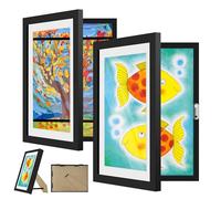 2 Pack Kids Artwork Display Frame, Kids Art Frames Front Opening A4, Childrens Storage Frame Changeable, Child Multiple Picture Frame Drawing Hanging Art, Hold 50-100 PCS, Black