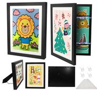 2-Pack Kids Artwork Display Frames Changeable, A4 Art Frames for Kids Art Storage, Multi Photo Frame with Stand 8.5x11 Front Opening, Childrens Artwork Display Room Decor, Holds 150PCS