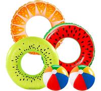 2 Pack Kids Inflatable Swimming Rings,Fruit Print Swim Rings for Adult Kid,Swimming Ring Inflatable Rubber Rings Pool Floats for Boys Girls Women Paddling Pool,Beach,Holiday