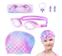 2 Pack Kids Swim Cap Durable Silicone Swim Caps for Boys Girls Toddler Waterproof Bathing Pool Swimming Caps Comfortable Kids Mermaid Unicorn Swimming Hats for Long and Short Hair