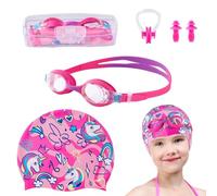 2 Pack Kids Swim Cap Durable Silicone Swim Caps for Boys Girls Toddler Waterproof Bathing Pool Swimming Caps Comfortable Kids Mermaid Unicorn Swimming Hats for Long and Short Hair