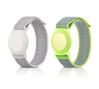 2 Pack Kids Wristband for AirTag, Nylon Watch Band GPS Tracker Holder Protective Case Compatible with Apple Air Tag, Adjustable Anti-lost Bracelet for Toddler Baby Children Elders(Yellow+Grey)