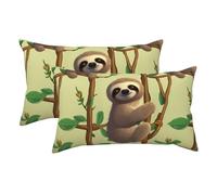 2 Pack King Size Pillow Cases for Hair and Skin Soft Breathable Pillow Case Covers with Hidden Zipper Cute Cartoon Sloths Pillowcase 20x36 Inches Pillow Covers for Sleeping Gift