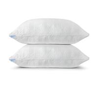 2 Pack King Size Rayon Derived from Bamboo Pillows for Sleeping, Cooling Shredded Memory Foam Pillow Sets for Back, Side, Stomach Sleepers, Adjustable, Removable Cover, King (Pack of 2)