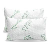 2 Pack King Size Rayon Made from Bamboo Pillow for, Cooling Shredded Memory Foam Bed Pillows Set - Back, Stomach, Side Sleepers, Removable Cover, Adjustable to Firm/Soft, King (Pack of 2)