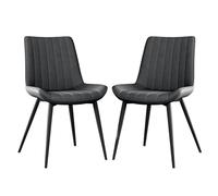2 Pack Kitchen Corner Chairs Faux Leather Dining Room Stools Armless Desk Chairs with Sturdy Legs Guest Seating for Office Hotel Café Restaurant (Color: Black)