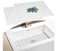 2 Pack Kitchen Sink Mats Non-Slip Sink Protector, 30 * 40cm Sinks Protect Mats for Stainless Steel/Ceramic Sink, Cuttable Fast Draining Mat, Dish Drying Mat for Kitchen Countertop, 12.5x15.7in