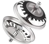 2 Pack Kitchen Sink Plug, Kitchen Sink Strainer, Stainless Steel Kitchen Sink Strainer, Strainers Sink Plugs Replacement Drain Stopper for Food/Hair Catcher, UK Sinks Hole Diameter 82mm