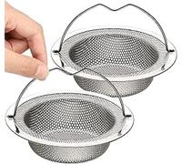 2 Pack Kitchen Sink Strainer, Stainless Steel Large Sink Sieve with Lift-up Handle, Clogging Drain Strainer Sink Food Catcher Basket