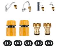 2 Pack Kitchen Tap Hose Connector, Indoor Outdoor Outside Garden Tap Connector, Universal Mixer Tap Hose Connector & Hose Quick Connectors Hose Attachments Adapter for Kitchen Sink Garden Hosepipe