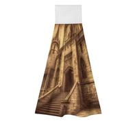 2 Pack Kitchen Towels with Hanging Loop Super Soft & Absorbent Vintage Medieval Castle Hand Tie Towels Decorative Cleaning Tea Washcloth Quick-Dry Dish Towel for Bathroom Laundry Gym 19.1x12.6