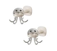 2 Pack Kitchen Utensil Hangers with 6 Hooks - 360° Rotating Kitchen Hooks Utensil Rack Organizer Wall Mounted Drilling Free (Cream White)