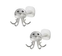 2 Pack Kitchen Utensil Hangers with 6 Hooks - 360° Rotating Kitchen Hooks Utensil Rack Organizer Wall Mounted Drilling Free (White)