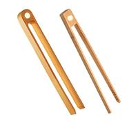 2-Pack Kitchen Wooden Tongs with Built in Magnets, Reusable Food Tweezers for Cooking, Serving, BBQ, Buffet, Grilling, Camping, Salad, Dessert, Steak, and Party Use 22cm/8.66 Inches