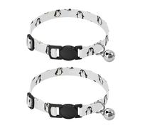 2 Pack Kitten Collar Cute Cartoon Penguins White Kitten Collar with Bell, Adjustable Length 10.6" to 17.1"